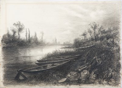 River Scene with Boats by Daniel Oliver